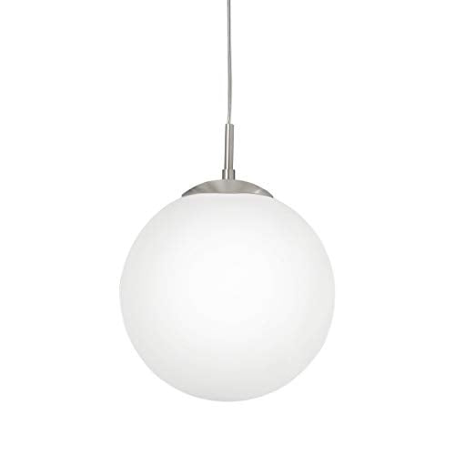EGLO Lustre RONDO 1, suspension à flamme, lampe pendante en acier, couleur : nickel mat, verre : opale blanc mat, douille : E27, Ø : 30 cm EGLO Lustre RONDO 1, suspension à flamme, lampe pendante en acier, couleur : nickel mat, verre : opale blanc mat, douille : E27, Ø : 30 cm