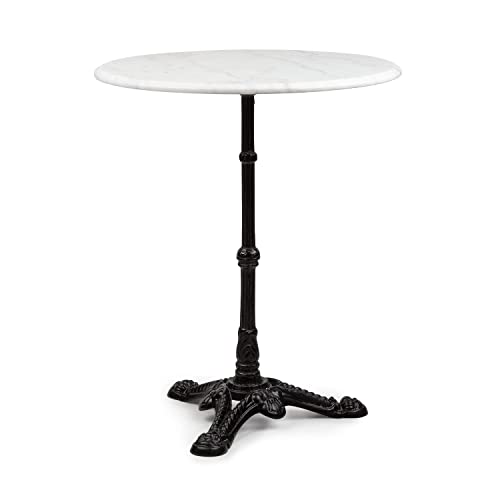 blumfeldt Patras - Table de bistrot avec Bord décoratif, Table Haute avec Pied en Fonte, Table de Bar pour l blumfeldt Patras - Table de bistrot avec Bord décoratif, Table Haute avec Pied en Fonte, Table de Bar pour l'intérieur et l'extérieur, imperméable, résistante au Gel, Ø 60cm, Hauteur 71 cm, Blanc