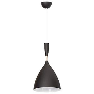 TECNOLUX EURO - Lampe suspendue éclairage moderne Fil Nordic E27 pour Restaurant Chambre Bureau Salle Loft Hall 20 cm de diamètre Couleur noire