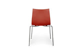 Lot de 4 chaises Slim by Sintesi, assise en polypropylène rouge corail, Structure en métal chromé, fabriquées en Italie (rouge corail/chromé, 4)