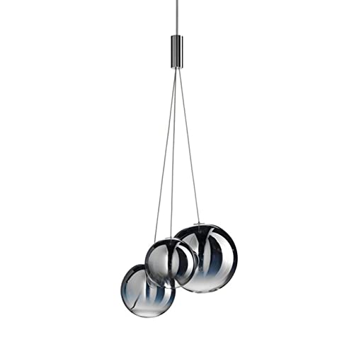 Euone_Clothes Suspension Boule de Verre Moderne à 3 Lumières à DEL, Groupe de Lampes Suspendues Luminaire de Plafond d Euone_Clothes Suspension Boule de Verre Moderne à 3 Lumières à DEL, Groupe de Lampes Suspendues Luminaire de Plafond d'îlot de Cuisine Simple Lustre de Salle à manger (Gris) GYDD-0718-1
