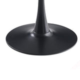 Casa Vital Table à manger Interlanta, noir, 90 x 90 x 75 cm, rond, plateau en pierre frittée, motif marbre noir, pied colonne en métal, plateau de base large et stable