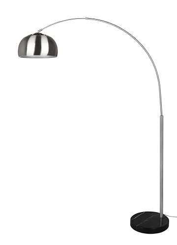 Trio Lampe à arc Argentina 411700107, métal nickel mat, base marbre noir, sauf 1x E27