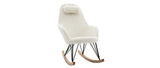 Rocking Chair scandinave Tissu Blanc Effet Laine bouclée Jhene - Miliboo & Stéphane Plaza