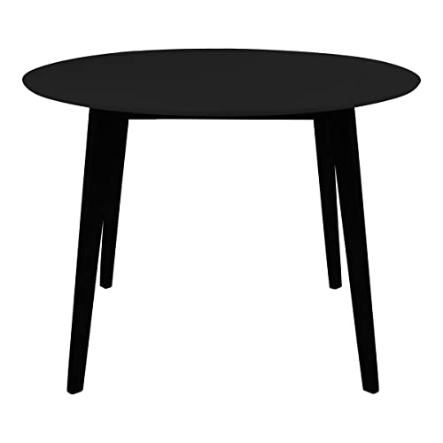AltoBuy Gram - Table Repas Ronde 105cm Noire Piètement Hévéa