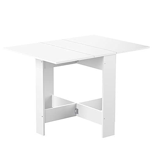 Papillon, Table Pliante avec 2 Abattants, en Panneaux de Particules Melaminés, Blanc 103/67/28x76x73,4 (LxPxA)