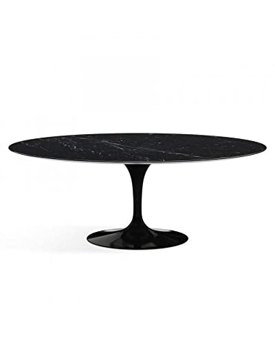 Table ovale en marbre noir et fibre de verre Tulle - 160 x 90 cm