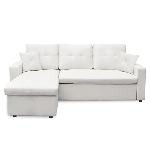 INTENSEDECO Canapé d'angle Convertible Cuero Blanc