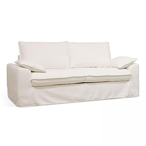 Oviala Canapé en Tissu texturé 3 Places Blanc