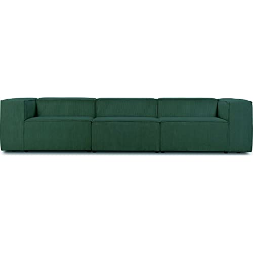 HOMIFAB Canapé modulable 4 Places en Velours côtelé Vert - Roma - Fabriqué en France HOMIFAB Canapé modulable 4 Places en Velours côtelé Vert - Roma - Fabriqué en France