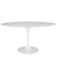 Table ovale en marbre blanc et fibre de verre Tulle - 160 x 90 cm