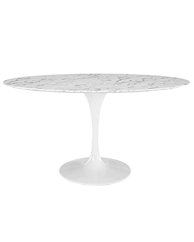 Table ovale en marbre blanc et fibre de verre Tulle - 160 x 90 cm