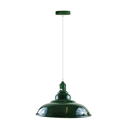 Plafonnier moderne vintage industriel rétro en métal avec abat-jour réglable suspension luminaire industrielle (vert)