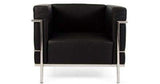 Grand fauteuil en acier inoxydable en cuir véritable noir et blanc