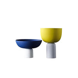 XinQing-Décoration de Vase Matte High-Jambe Vase en céramique Fruit Plaque Décoration Maison Salon Contraste Couleur Artisanat (Color : F)
