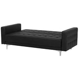 Beliani Canapé Convertible 3 Places en Cuir PU Noir Elégant Capitonnage Décoratif Aberdeen