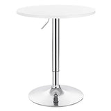 WOLTU BT02ws Table de Bar en MDF avec Pied,Table Ronde Hauteur réglable,Blanc