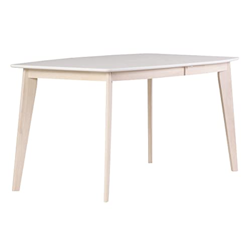 Miliboo Table à Manger Extensible scandinave Blanc et Bois Clair L150-200 cm Leena Miliboo Table à Manger Extensible scandinave Blanc et Bois Clair L150-200 cm Leena