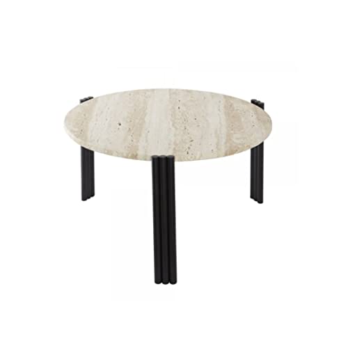 AYTM - Table basse, table d AYTM - Table basse, table d'appoint - Tribus Black - travertin, acier - Couleur: travertine noir - 60,0 x 35,0 cm