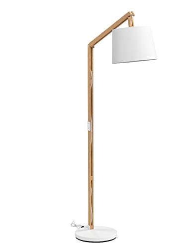 Lightbox Lampadaire moderne en bois avec abat-jour en textile 1 culot E27 Max.60 W Métal/bois/textile Bois clair/blanc