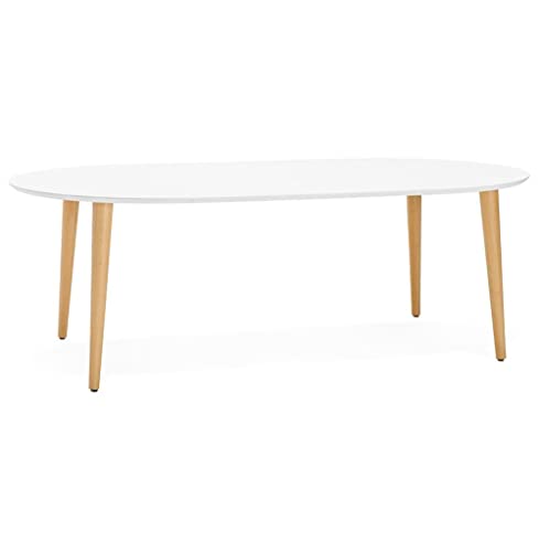 KADIMA DESIGN Chronos Table de Salle à Manger Wood Table de Cuisine en Bois Blanc (White) 120 x 200 x 75