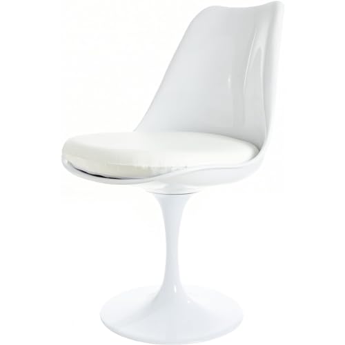 Fusion Living Chaise latérale pivotante Blanc Brillant et Blanc PU Fusion Living Chaise latérale pivotante Blanc Brillant et Blanc PU