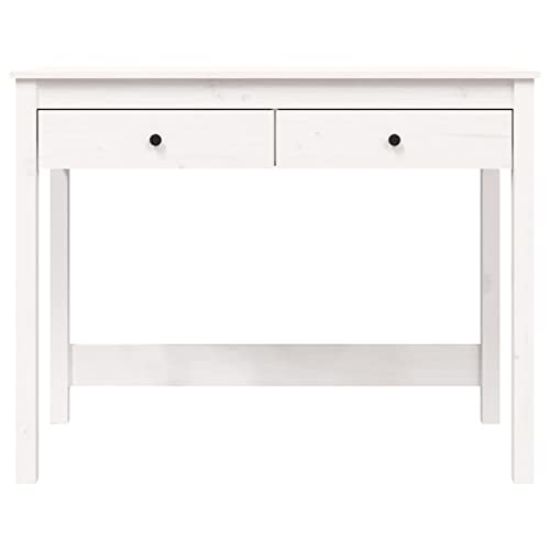LAPOOH Bureau avec tiroirs Blanc 100x50x78 cm Bois Massif de pin,Bureau avec Rangement,Rangement Bureau,Bureau d'angle