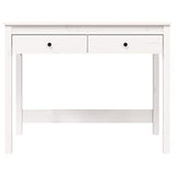 LAPOOH Bureau avec tiroirs Blanc 100x50x78 cm Bois Massif de pin,Bureau avec Rangement,Rangement Bureau,Bureau d'angle