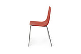 Lot de 4 chaises Slim by Sintesi, assise en polypropylène rouge corail, Structure en métal chromé, fabriquées en Italie (rouge corail/chromé, 4)