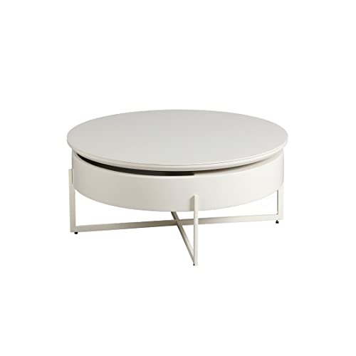 Tousmesmeubles Table Basse Acier/Bois/Céramique - Ronda : Blanc - L 85 x l 85 x H 38 cm - Neuf Tousmesmeubles Table Basse Acier/Bois/Céramique - Ronda : Blanc - L 85 x l 85 x H 38 cm - Neuf