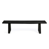 Kave Home - Banc Alaia en Bois d'acacia Massif Noir et Pieds en Acier Noir 160 cm