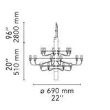 Flos 2097/18 Ampoules en fer à suspension dimmable par Gino Sarfaits – Noir mat, ampoules transparentes