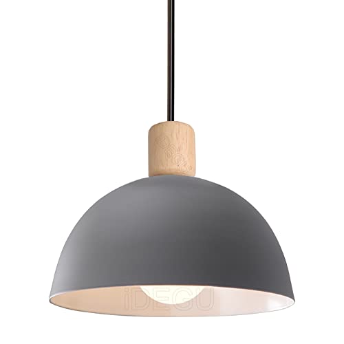 iDEGU Lustre Suspension Rétro Suspension Luminaire Moderne Style Demi-Cercle Plafonnier E27 en Bois Métal Lampe Suspension pour Chambre Salle à Manger Cuisine, Ø 20CM (Gris 1 pack) iDEGU Lustre Suspension Rétro Suspension Luminaire Moderne Style Demi-Cercle Plafonnier E27 en Bois Métal Lampe Suspension pour Chambre Salle à Manger Cuisine, Ø 20CM (Gris 1 pack)