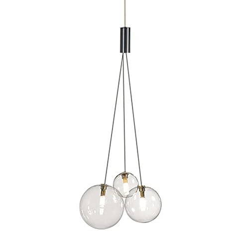 Euone_Clothes Suspension Boule de Verre Moderne à 3 Lumières à DEL, Groupe de Lampes Suspendues Luminaire de Plafond d Euone_Clothes Suspension Boule de Verre Moderne à 3 Lumières à DEL, Groupe de Lampes Suspendues Luminaire de Plafond d'îlot de Cuisine Simple Lustre de Salle à manger (Transparent) GYDD-0718-1