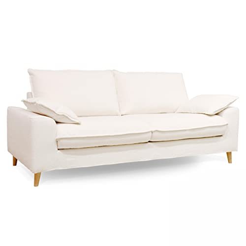 Ovia Convertible Sofa Bouclet Fabric 3 Seater White