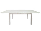 Meubletmoi Table de Repas Extensible 120/200 cm rectangulaire Compact Plateau Verre Blanc - Design Contemporain - Angela