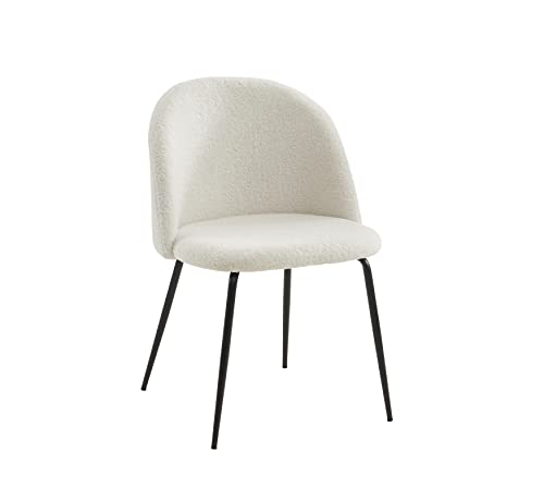 BAÏTA Chaise Esmee Tissu Bouclette écru Pieds métal Noir BAÏTA Chaise Esmee Tissu Bouclette écru Pieds métal Noir