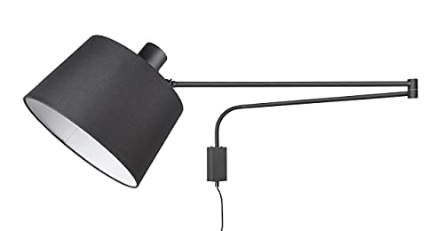 Trio-Leuchten Baldo 200600132 Applique murale en métal noir mat avec abat-jour en tissu noir, 1 x E27