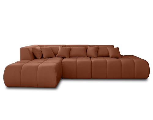 Lisa Design - Caracas - canapé modulable d Lisa Design - Caracas - canapé modulable d'angle Gauche - 5 Places - en Tissu - Rouille