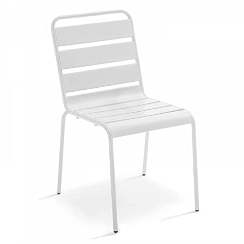 Oviala Palavas - Chaise de Jardin en métal Blanc