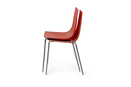 SINTESI Lot de 2 chaises Slim by Sintesi, Coque en polypropylène Rouge Corail, Structure métal chromé, fabriquées Italie (Rouge Corail/chromé, 2) (2), 51D x 48W x 80H cm SINTESI Lot de 2 chaises Slim by Sintesi, Coque en polypropylène Rouge Corail, Structure métal chromé, fabriquées Italie (Rouge Corail/chromé, 2) (2), 51D x 48W x 80H cm