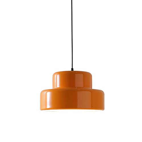 LBSWYH Moderne Salle À Manger Abat-Jour Ajustable Orange Suspension Industrielle Vintage Métal Suspendu Plafonnier Idéal pour Salle À Manger Bar Clubs & Restaurants (Orange)