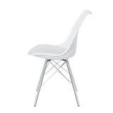 SAMPUR - Chaise Épura de Salle à Manger | Chaise de Bureau et de Salon Design Rétro Scandinave avec Coussin Intégré | Chaise de Salle d'Attente Rembourrée avec Pieds en Acier - Blanc