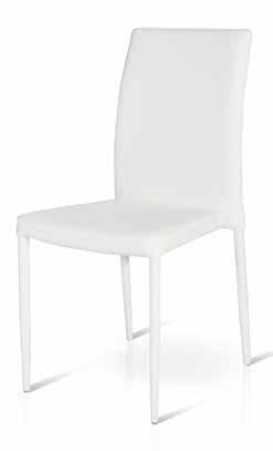 InHouse srls Série de 4 chaises en Simili Cuir capitonnée blanches