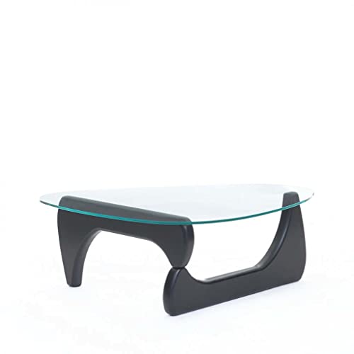 EVKA-Venux Table Basse Ronde 105 cm-75 cm-40 cm pour Salon, en Verre trempé, avec Pieds en Bois