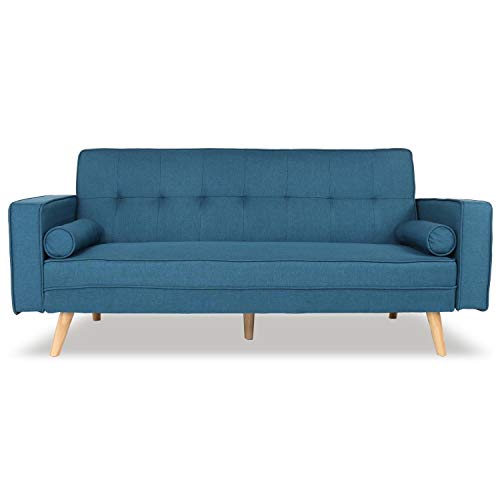 INTENSE DECO Canapé Convertible scandinave Tao Tissu Bleu Canard INTENSE DECO Canapé Convertible scandinave Tao Tissu Bleu Canard
