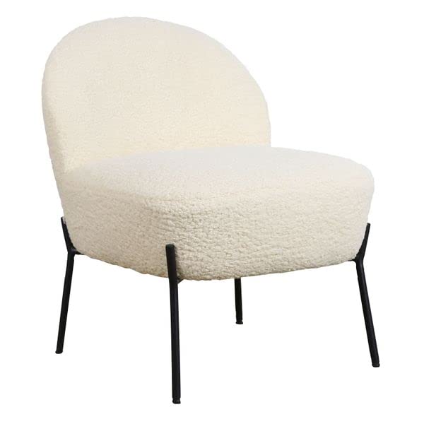 Happy Garden Chaise HELMI, Fauteuil d Happy Garden Chaise HELMI, Fauteuil d'appoint, Tissu Bouclette écru, Effet Peau de Mouton, piétement en métal