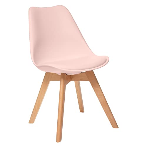 Chaise Baya Rose poudré - Pieds en hêtre - Atmosphera créateur d Chaise Baya Rose poudré - Pieds en hêtre - Atmosphera créateur d'intérieur