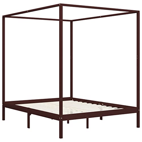 vidaXL Pin Massif Cadre de Lit à Baldaquin Lit Double Lit Adulte Lit Coffre Sommier à Lattes Chambre à Coucher Maison Intérieur Marron Foncé 160x200 cm vidaXL Pin Massif Cadre de Lit à Baldaquin Lit Double Lit Adulte Lit Coffre Sommier à Lattes Chambre à Coucher Maison Intérieur Marron Foncé 160x200 cm