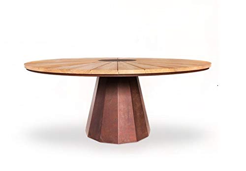 TrackDesign SPICA | Table en corten et bois - Dim: ø dessus de table 180cm - ø base de table 80cm - H 75cm
